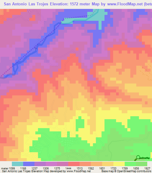 San Antonio Las Trojes,Guatemala Elevation Map