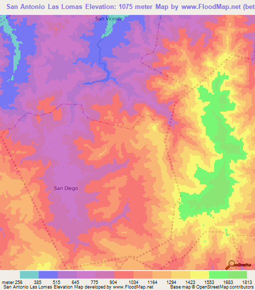 San Antonio Las Lomas,Guatemala Elevation Map