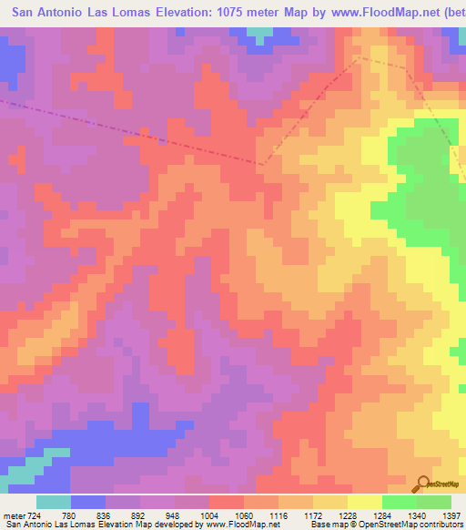 San Antonio Las Lomas,Guatemala Elevation Map