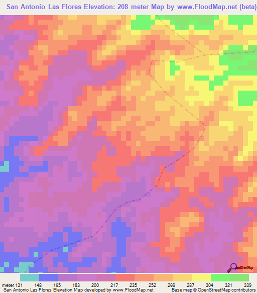 San Antonio Las Flores,Guatemala Elevation Map