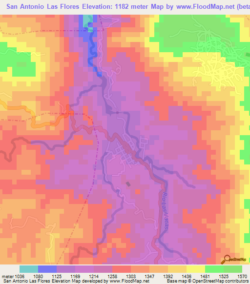 San Antonio Las Flores,Guatemala Elevation Map