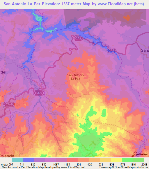 San Antonio La Paz,Guatemala Elevation Map