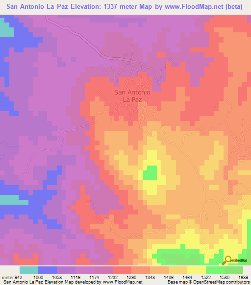 San Antonio La Paz,Guatemala Elevation Map