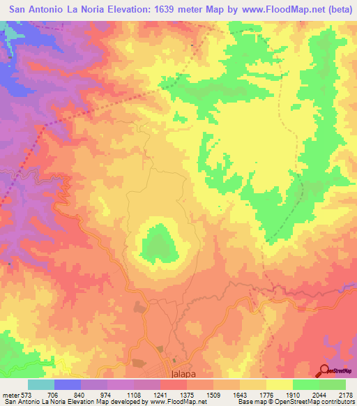 San Antonio La Noria,Guatemala Elevation Map