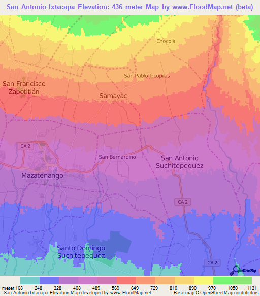 San Antonio Ixtacapa,Guatemala Elevation Map