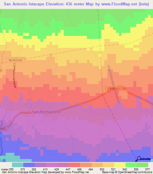 San Antonio Ixtacapa,Guatemala Elevation Map