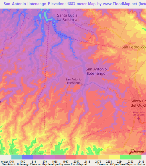 San Antonio Ilotenango,Guatemala Elevation Map