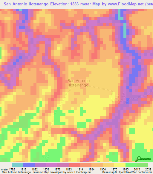 San Antonio Ilotenango,Guatemala Elevation Map