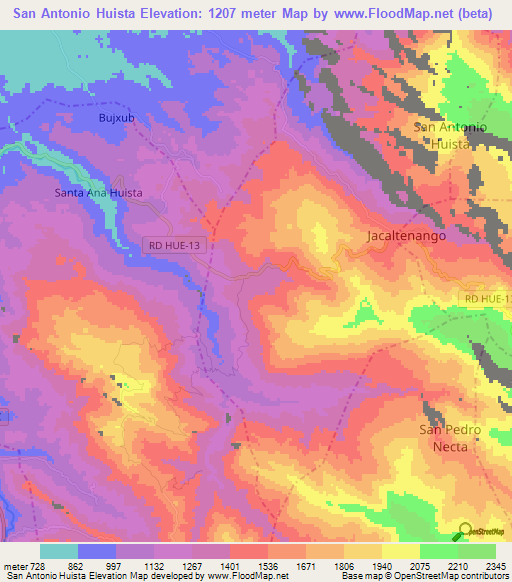 San Antonio Huista,Guatemala Elevation Map