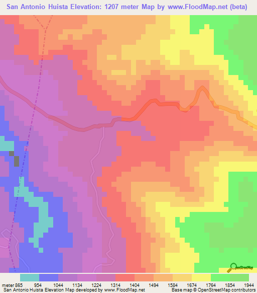 San Antonio Huista,Guatemala Elevation Map