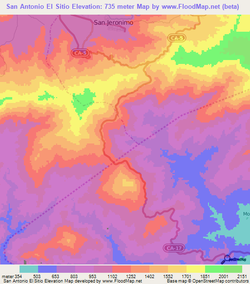 San Antonio El Sitio,Guatemala Elevation Map