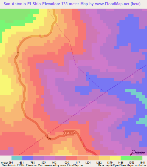 San Antonio El Sitio,Guatemala Elevation Map