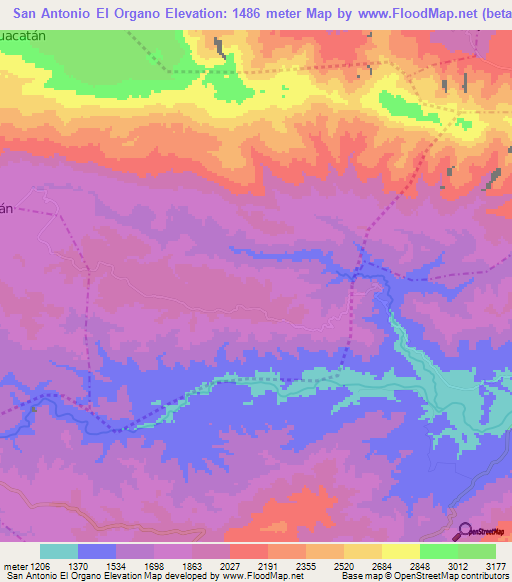 San Antonio El Organo,Guatemala Elevation Map