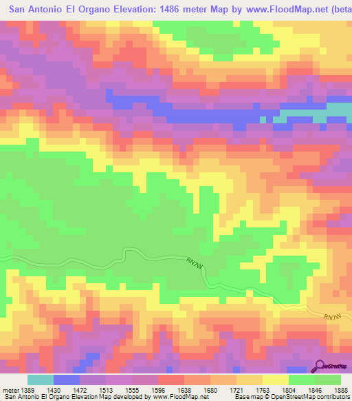 San Antonio El Organo,Guatemala Elevation Map