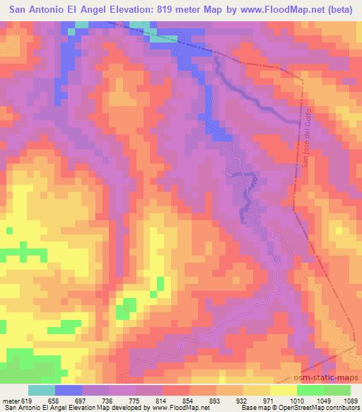 San Antonio El Angel,Guatemala Elevation Map