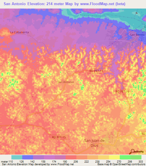 San Antonio,Guatemala Elevation Map