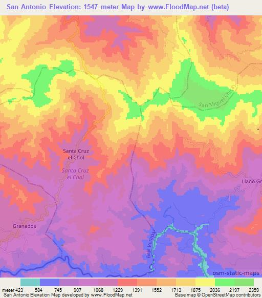 San Antonio,Guatemala Elevation Map