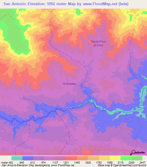 San Antonio,Guatemala Elevation Map