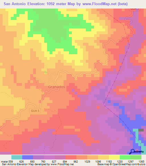 San Antonio,Guatemala Elevation Map