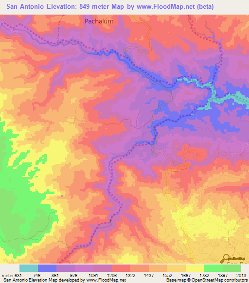 San Antonio,Guatemala Elevation Map