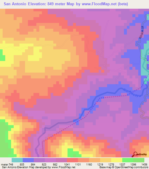 San Antonio,Guatemala Elevation Map