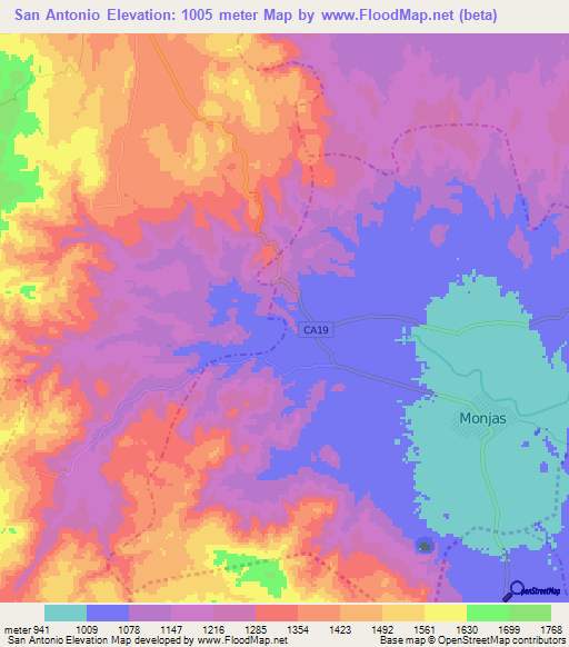 San Antonio,Guatemala Elevation Map