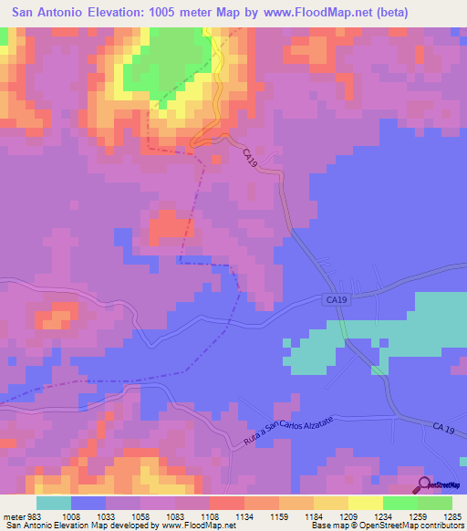 San Antonio,Guatemala Elevation Map