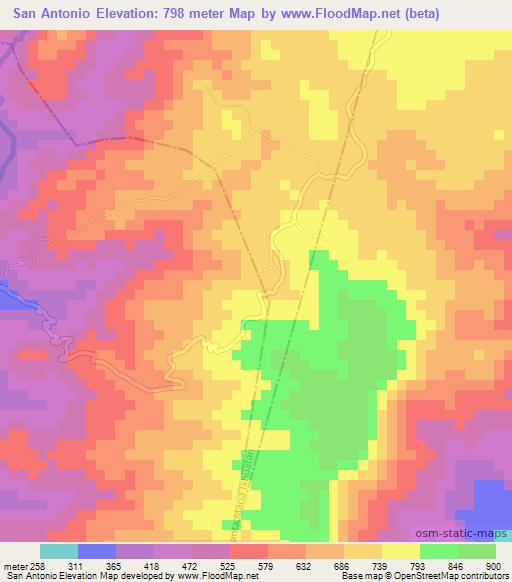 San Antonio,Guatemala Elevation Map