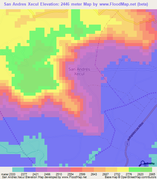 San Andres Xecul,Guatemala Elevation Map