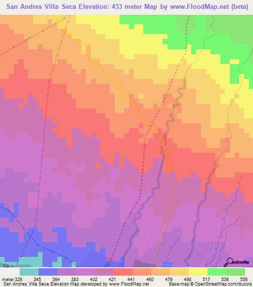 San Andres Villa Seca,Guatemala Elevation Map