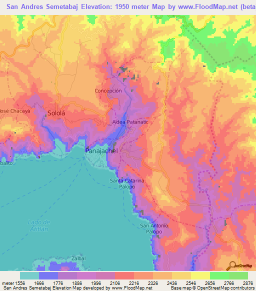 San Andres Semetabaj,Guatemala Elevation Map