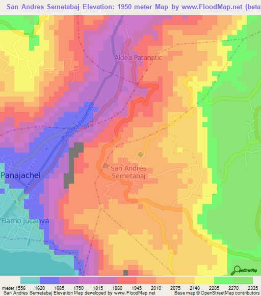 San Andres Semetabaj,Guatemala Elevation Map