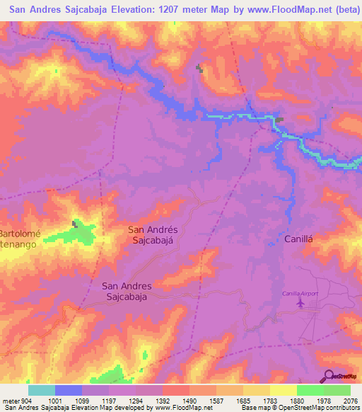 San Andres Sajcabaja,Guatemala Elevation Map