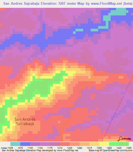 San Andres Sajcabaja,Guatemala Elevation Map