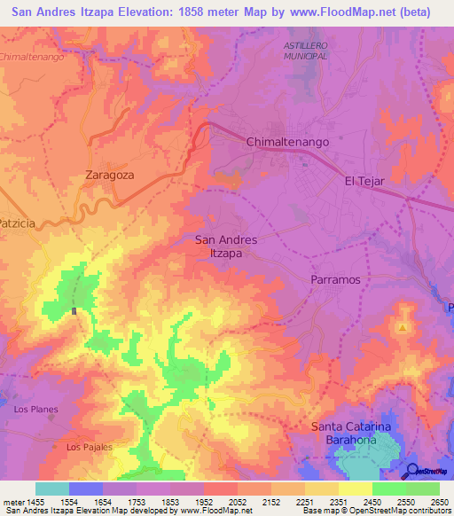 San Andres Itzapa,Guatemala Elevation Map