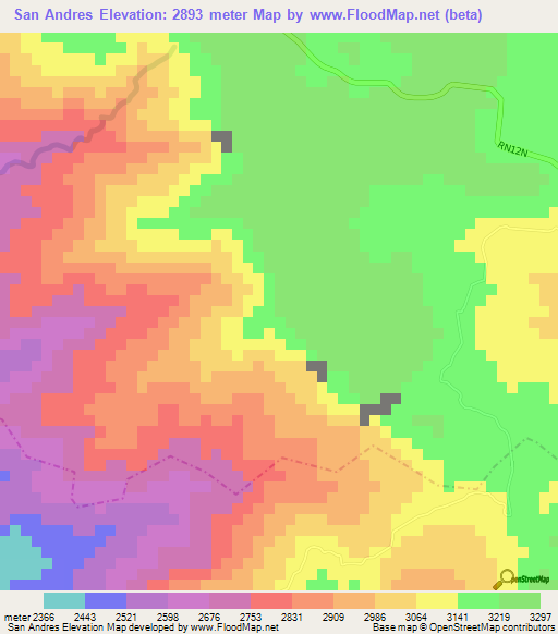 San Andres,Guatemala Elevation Map