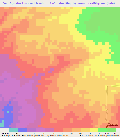 San Agustin Pacaya,Guatemala Elevation Map