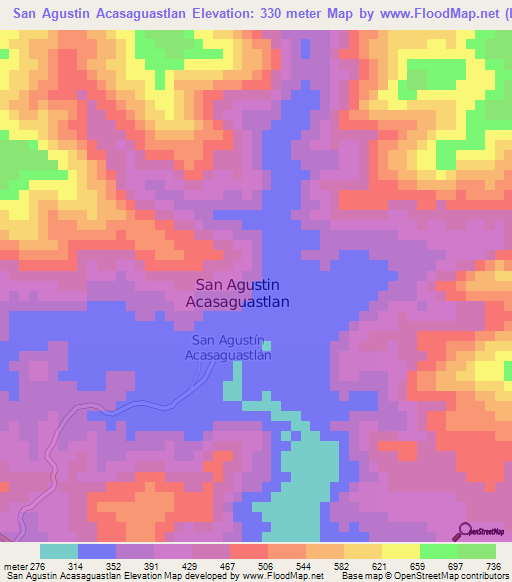 San Agustin Acasaguastlan,Guatemala Elevation Map