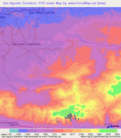 San Agustin,Guatemala Elevation Map