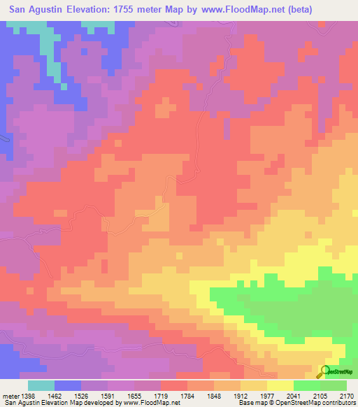 San Agustin,Guatemala Elevation Map