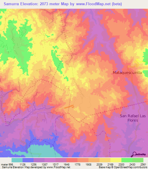 Samurra,Guatemala Elevation Map