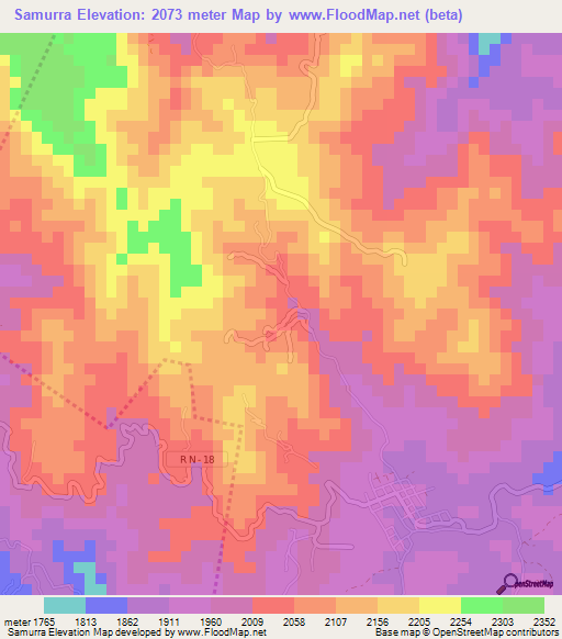 Samurra,Guatemala Elevation Map