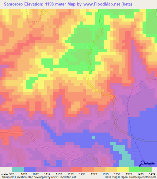 Samororo,Guatemala Elevation Map