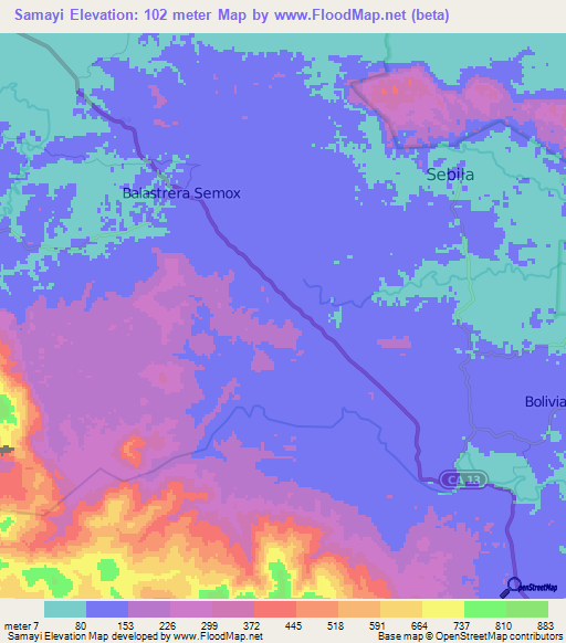 Samayi,Guatemala Elevation Map