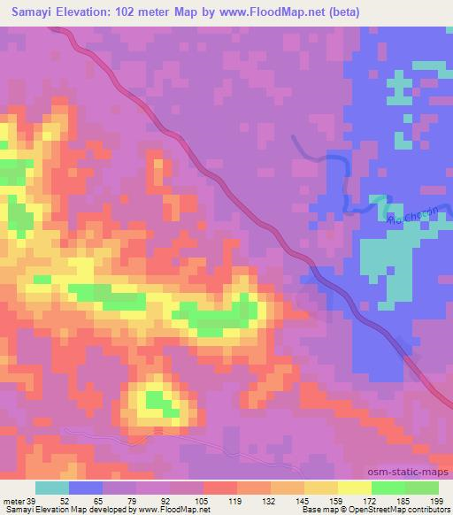 Samayi,Guatemala Elevation Map