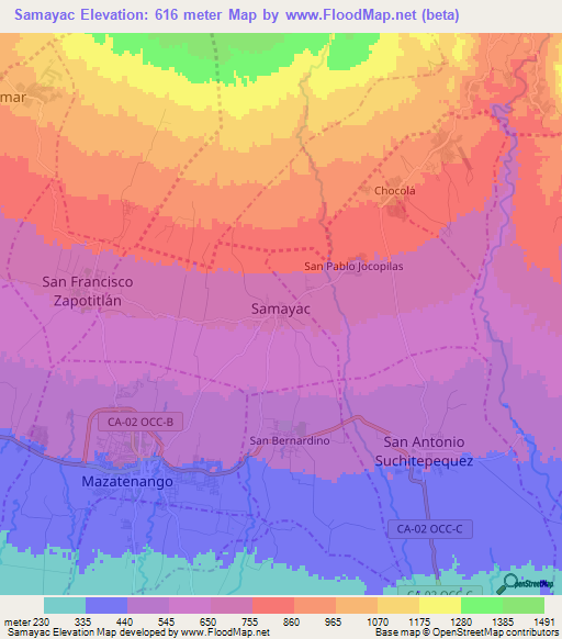 Samayac,Guatemala Elevation Map