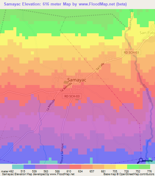 Samayac,Guatemala Elevation Map