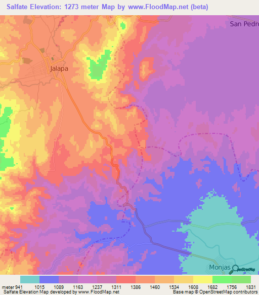 Salfate,Guatemala Elevation Map