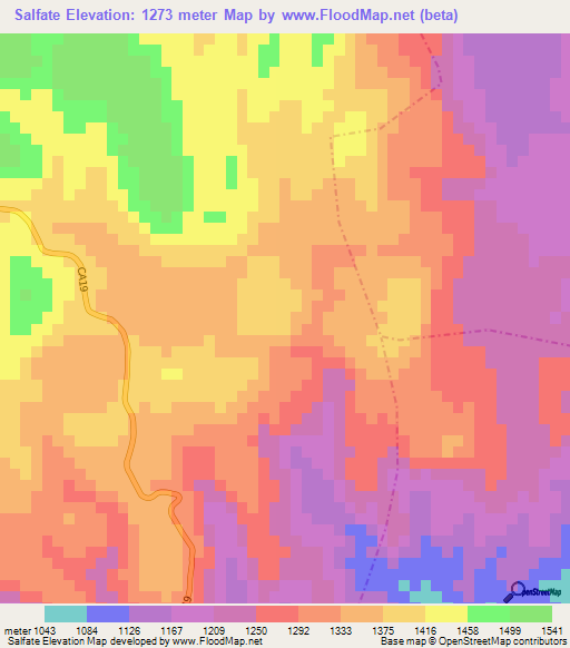 Salfate,Guatemala Elevation Map