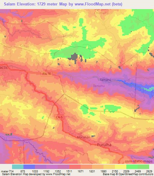 Salam,Guatemala Elevation Map